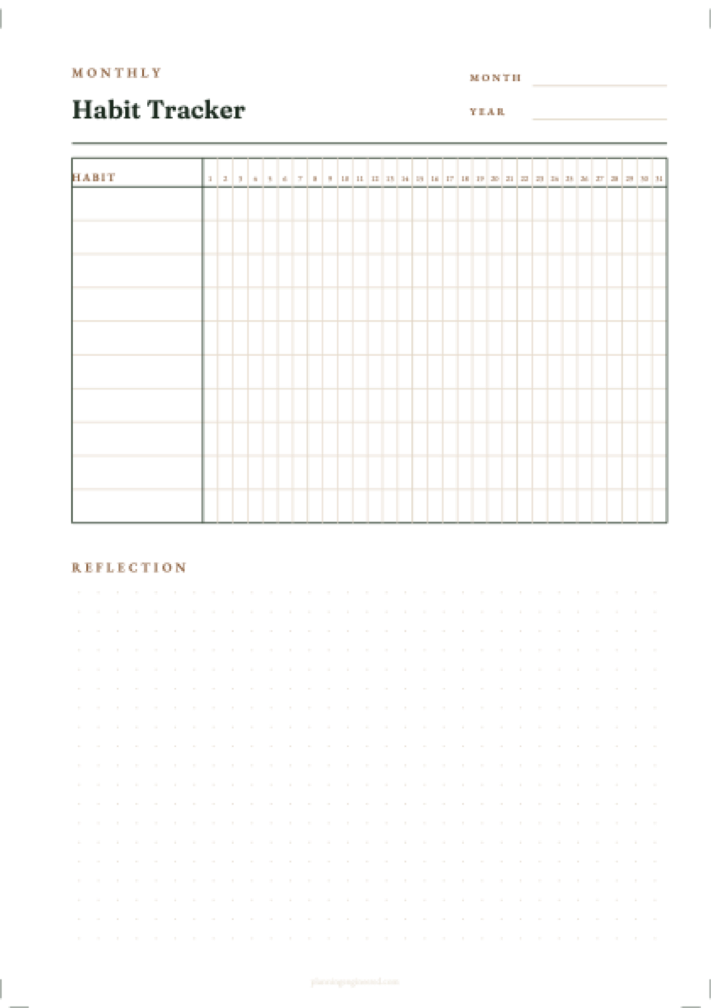 Undated Habit Tracker Planner Insert