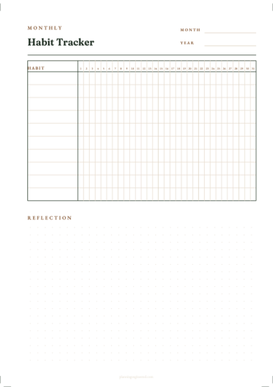 Undated Habit Tracker Planner Insert