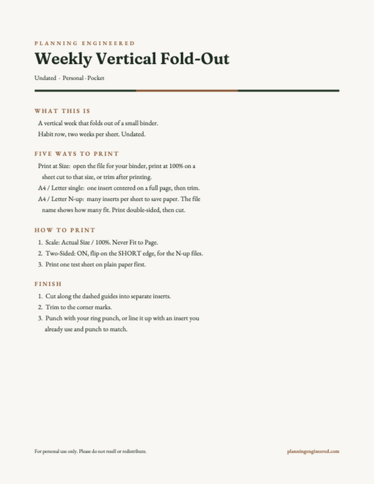 Weekly Vertical Fold-Out - Print and Use Card