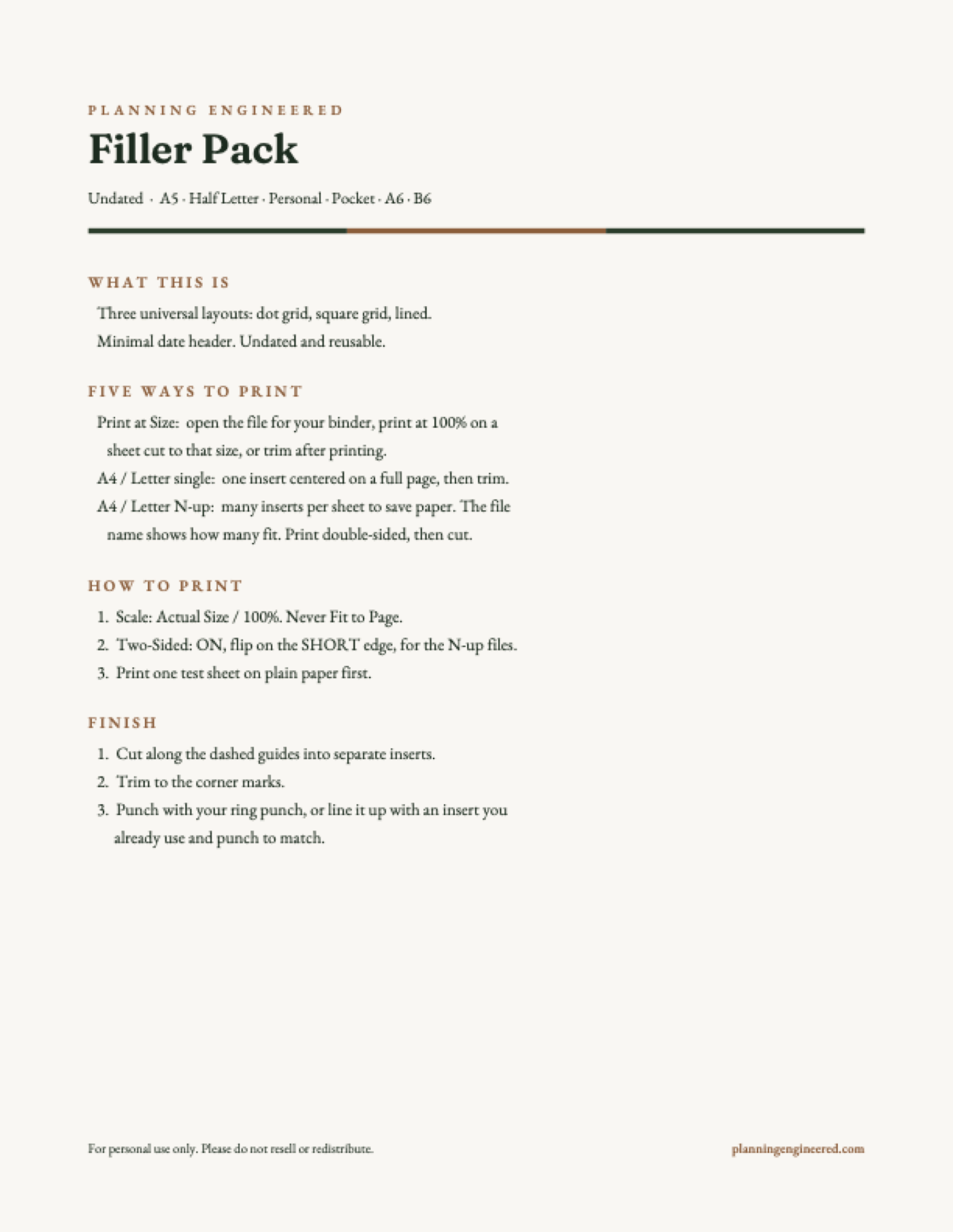 Filler Pack - Print and Use Card